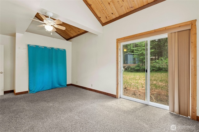 1810 Casassa Rd, Cle Elum, WA 98922 - carpeted spare room featuring a ceiling fan, lofted ceiling, and wood ceiling