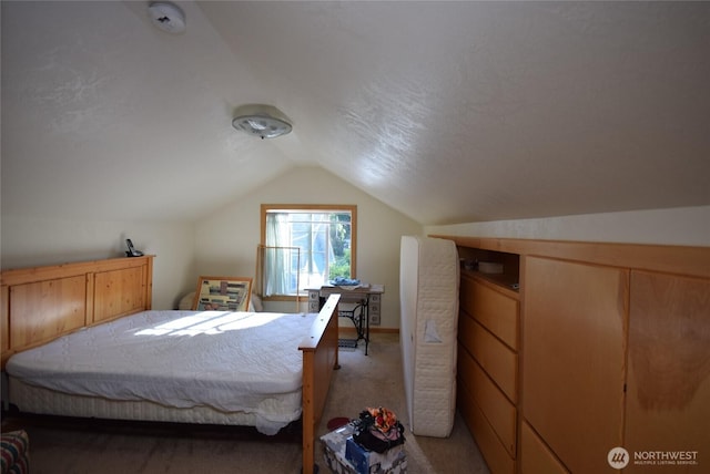 990 Madrona Way, Sequim, WA 98382 - bedroom featuring lofted ceiling and light carpet