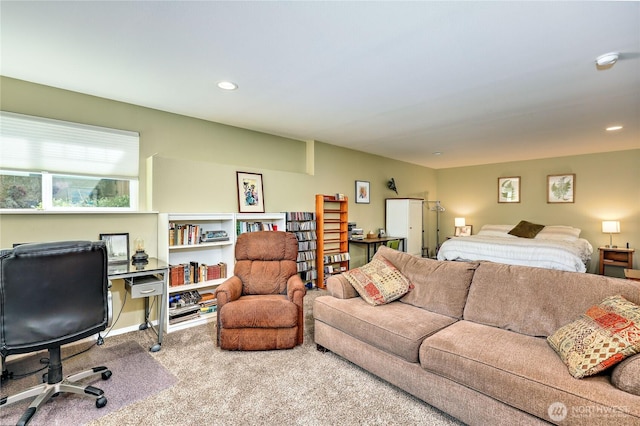 4243 Holcomb St, Port Townsend, WA 98368 - bedroom featuring carpet floors, an office area, and recessed lighting