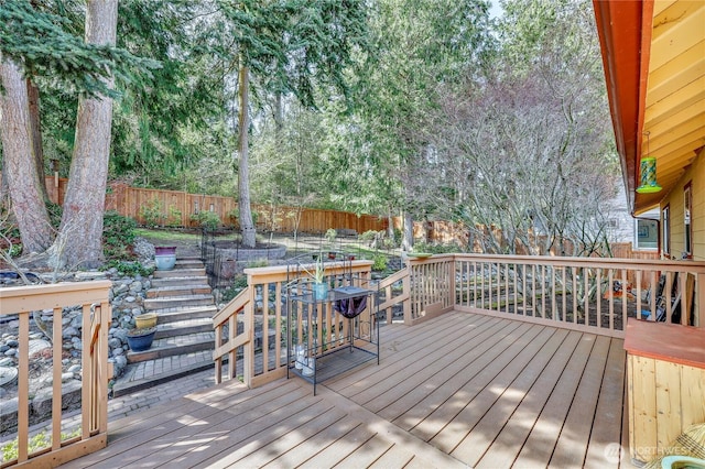 4243 Holcomb St, Port Townsend, WA 98368 - deck featuring a fenced backyard and stairway