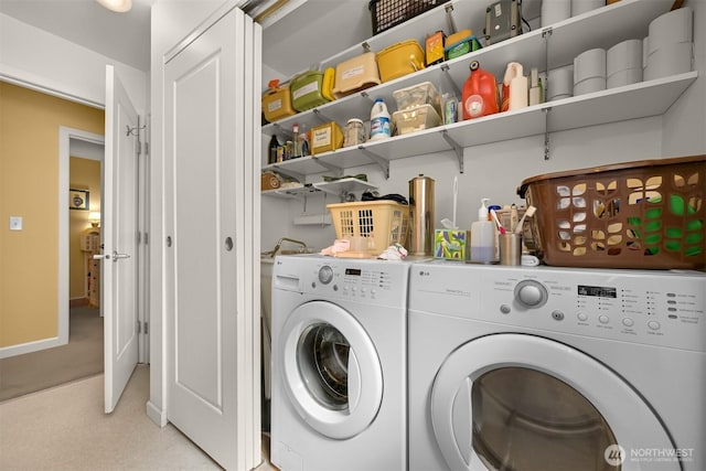 507 Lyla Ln, Bellingham, WA 98225 - washroom with separate washer and dryer and light carpet
