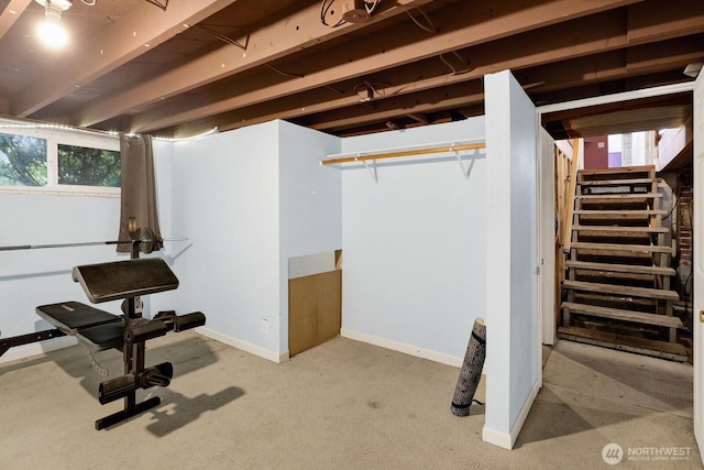 8597 Harborview Rd, Blaine, WA 98230 - below grade area with stairs and carpet