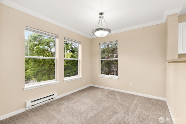 33020 10th Ave SW Unit 301, Federal Way, WA 98023 - carpeted empty room featuring a baseboard heating unit and crown molding