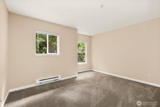 33020 10th Ave SW Unit 301, Federal Way, WA 98023 - carpeted empty room featuring a baseboard heating unit and a pendent fire sprinkler