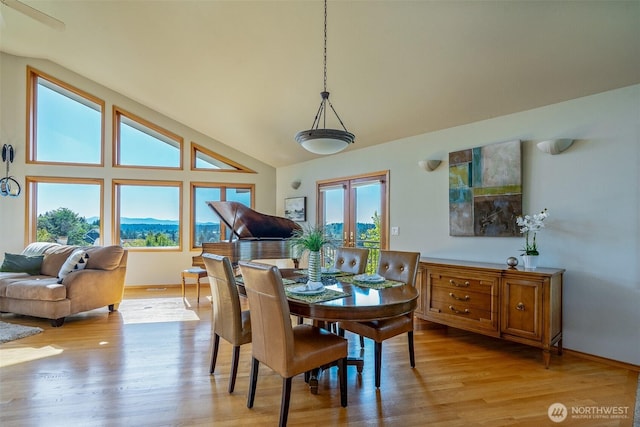 8705 Fenwick Loop SE, Olympia, WA 98513 - dining space with light wood-style floors and high vaulted ceiling