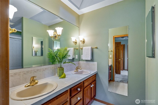 8705 Fenwick Loop SE, Olympia, WA 98513 - bathroom featuring double vanity and tile patterned floors