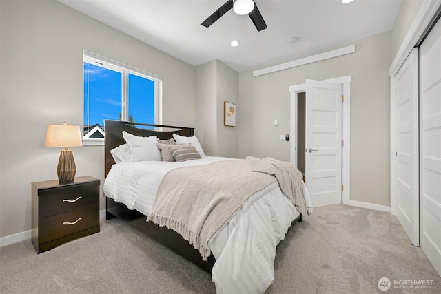 5690 Sunstone Pl Unit 101, Ferndale, WA 98248 - bedroom with carpet flooring, recessed lighting, and a ceiling fan