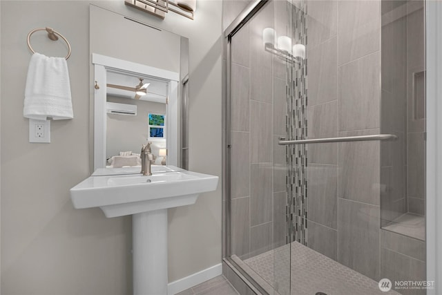 5690 Sunstone Pl Unit 101, Ferndale, WA 98248 - full bathroom with a stall shower and a wall unit AC