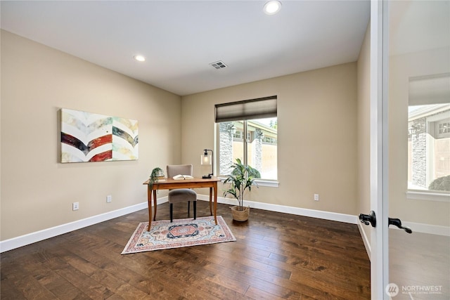 73 Sable Ct, Sequim, WA 98382 - office with dark wood-style floors, recessed lighting, and french doors