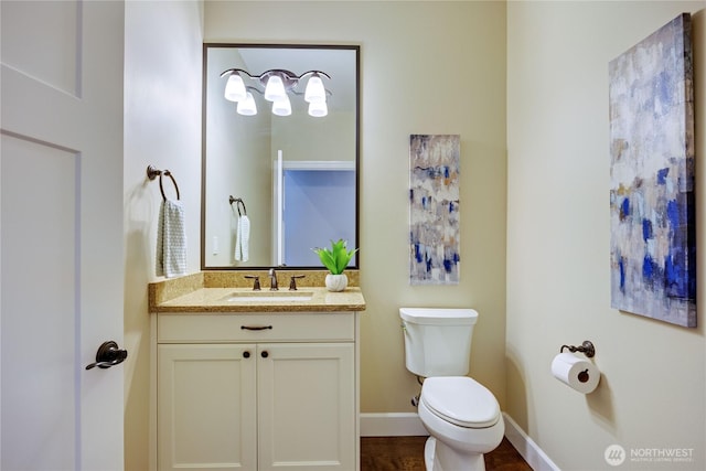 73 Sable Ct, Sequim, WA 98382 - half bathroom featuring vanity and toilet