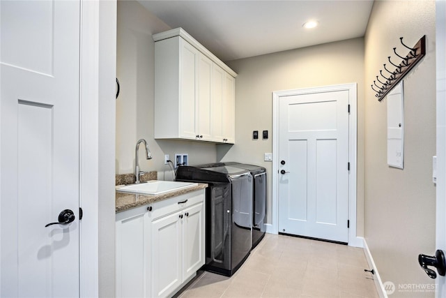 73 Sable Ct, Sequim, WA 98382 - washroom with cabinet space, separate washer and dryer, and recessed lighting