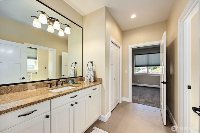 73 Sable Ct, Sequim, WA 98382 - bathroom with vanity and tile patterned floors