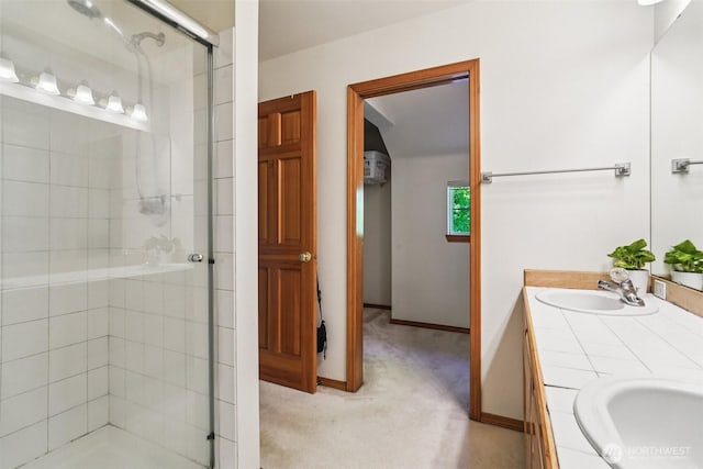 22727 NE 4th Pl Unit 117, Sammamish, WA 98074 - bathroom with double vanity and a shower stall