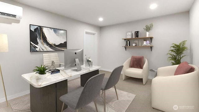 14707 87th Ave SE Unit V4, Snohomish, WA 98296 - home office featuring a wall mounted air conditioner, recessed lighting, and light carpet