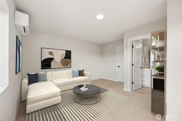 14707 87th Ave SE Unit V6, Snohomish, WA 98296 - living room featuring a wall mounted AC and carpet floors