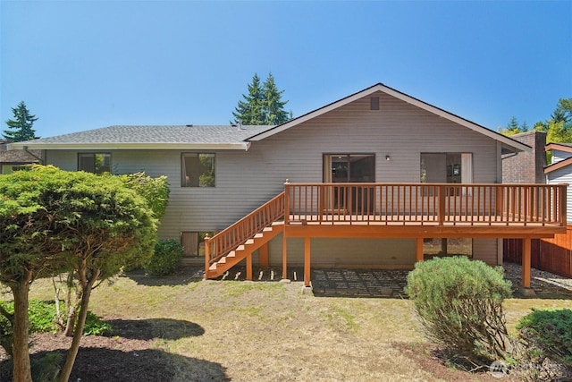 32710 5th Ave SW, Federal Way, WA 98023 - back of property featuring stairs, a wooden deck, and a shingled roof