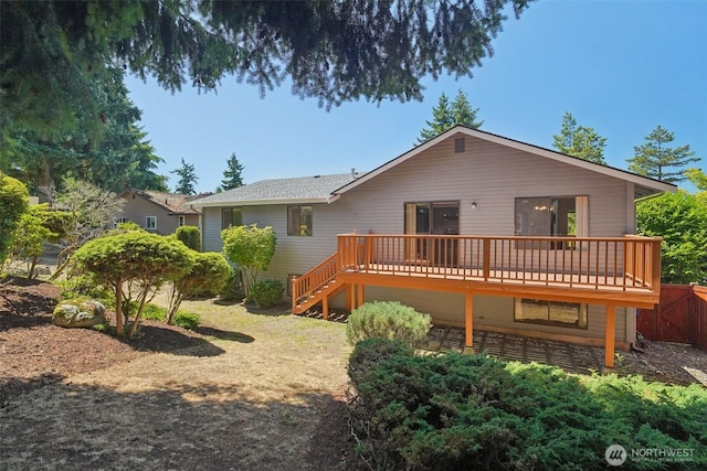 32710 5th Ave SW, Federal Way, WA 98023 - rear view of house with a wooden deck and stairs