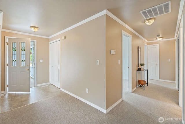 352 E Springfield Loop, Shelton, WA 98584 - carpeted foyer entrance featuring baseboards and ornamental molding