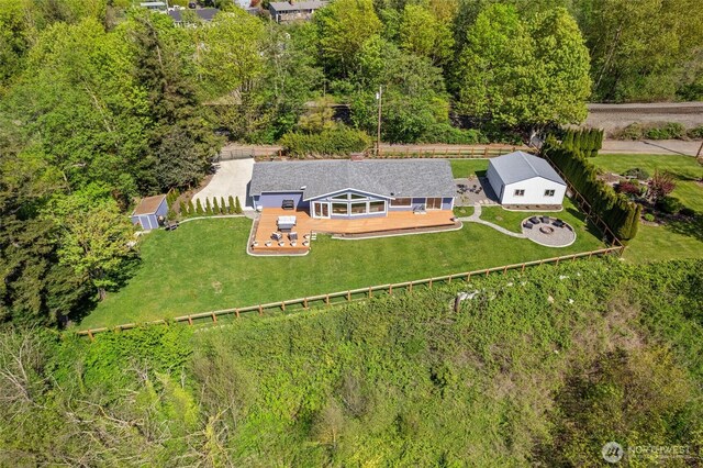 3161 Locust Ave, Bellingham, WA 98225 - view from above of property with a heavily wooded area