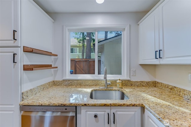1717 150th Ave SE Unit 18, Bellevue, WA 98007 - kitchen with dishwasher, white cabinets, and light stone countertops