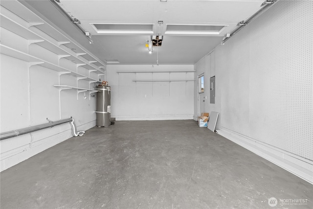 2235 E Wright Ave, Tacoma, WA 98404 - garage with strapped water heater, electric panel, and a garage door opener