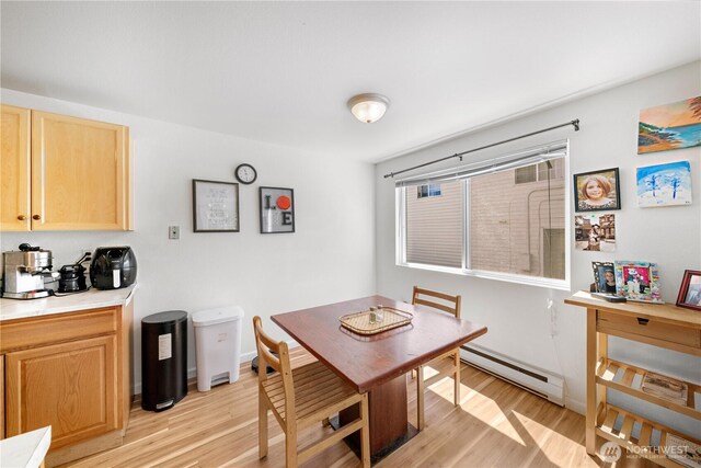 11556 Greenwood Ave N Unit 105, Seattle, WA 98133 - dining space with baseboard heating and light wood-type flooring