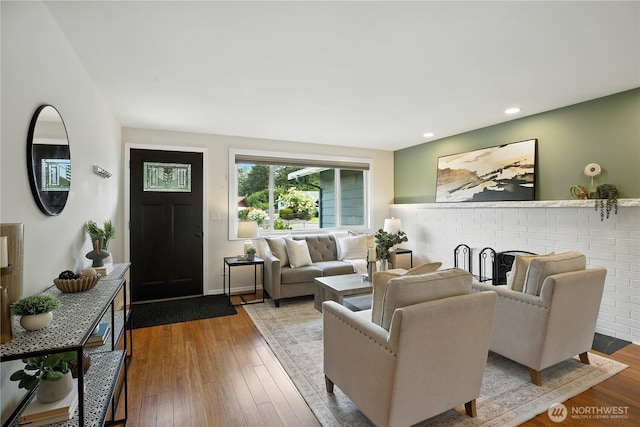 18844 SE 214th St, Renton, WA 98058 - living area featuring hardwood / wood-style floors and recessed lighting