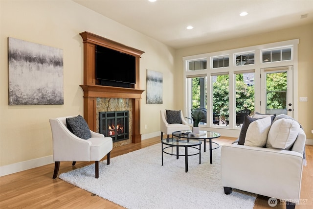 4101 Banbridge Loop SE, Olympia, WA 98501 - living room featuring a fireplace, wood finished floors, and recessed lighting
