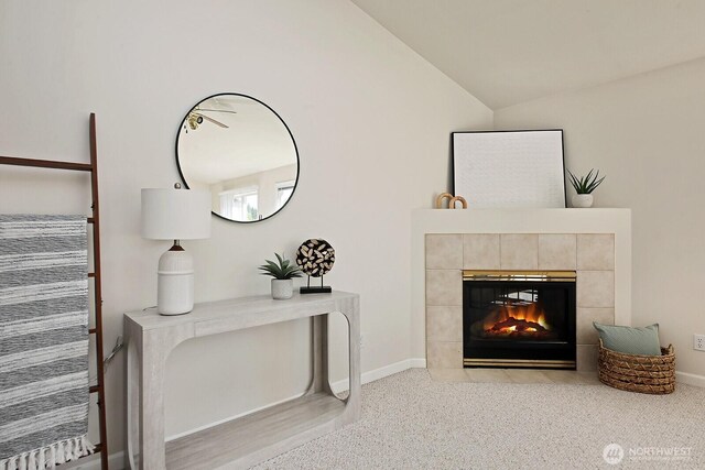 4896 Spinnaker Dr, Freeland, WA 98249 - detailed view of a tile fireplace and carpet floors