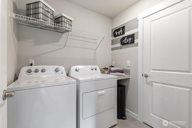 821 SE 12th Pl Unit 31, North Bend, WA 98045 - laundry area featuring separate washer and dryer and light tile patterned flooring