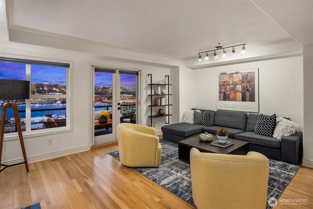 1416 6th Ave N, Seattle, WA 98109 - living area with wood finished floors and rail lighting