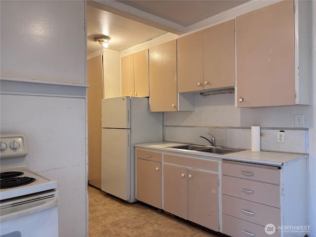 8020 S D St, Tacoma, WA 98408 - kitchen featuring white appliances, light countertops, and decorative backsplash