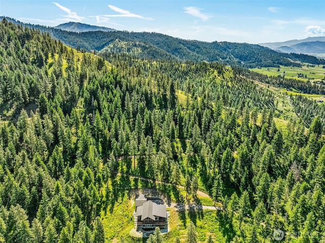 239 Foxridge Ln, Leavenworth, WA 98826 - view from above of property featuring a mountain backdrop and a forest
