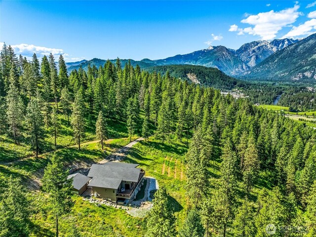 239 Foxridge Ln, Leavenworth, WA 98826 - view from above of property featuring a forest and a mountainous background