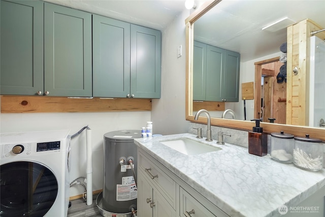13990 Brae Burn Rd, Leavenworth, WA 98826 - washroom featuring washer / dryer and cabinet space