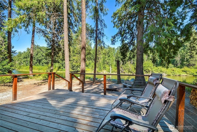 13990 Brae Burn Rd, Leavenworth, WA 98826 - wooden deck featuring a water view