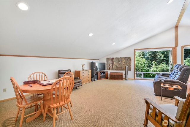 2115 Chiwawa Ct, Leavenworth, WA 98826 - carpeted dining area featuring vaulted ceiling and recessed lighting