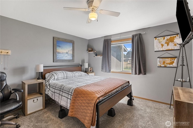11389 Thompson Rd NE, Moses Lake, WA 98837 - carpeted bedroom with baseboards and ceiling fan