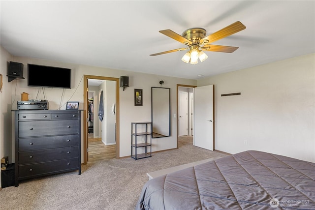 11389 Thompson Rd NE, Moses Lake, WA 98837 - bedroom featuring light carpet and a ceiling fan