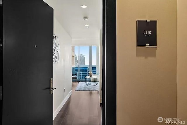737 Olive Way Unit 3110, Seattle, WA 98101 - hall with wood finished floors and baseboards