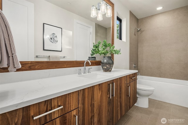 4719 86th Ave SE, Mercer Island, WA 98040 - bathroom with vanity,  shower combination, and tile patterned flooring