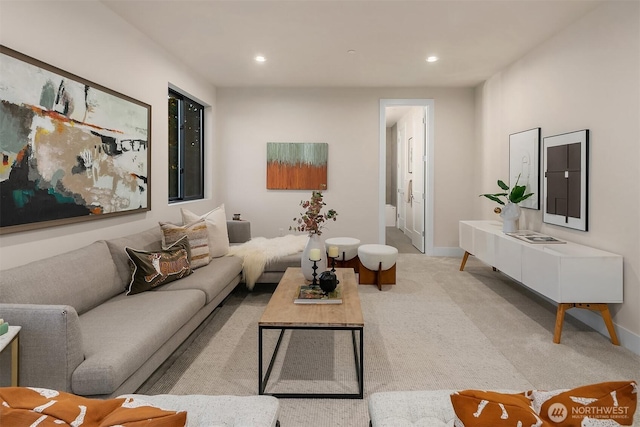 4719 86th Ave SE, Mercer Island, WA 98040 - living room featuring light colored carpet and recessed lighting