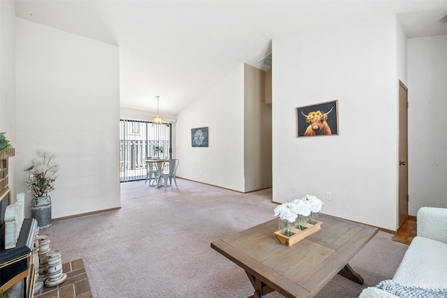 2528 S 363rd St, Federal Way, WA 98003 - carpeted living room featuring vaulted ceiling and baseboards