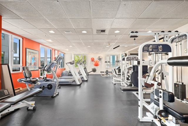 121 Vine St Unit 402, Seattle, WA 98121 - workout area with a drop ceiling and recessed lighting