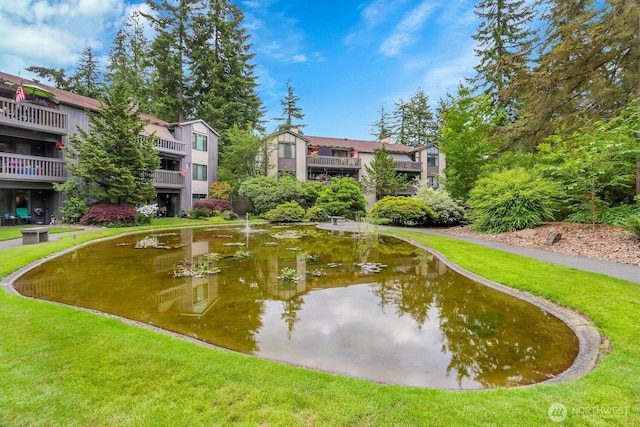 1541 NE 143rd St Unit H5, Seattle, WA 98125 - surrounding community with a garden pond and a lawn