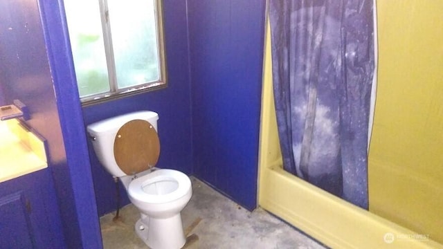 17711 Viking Way NW, Poulsbo, WA 98370 - bathroom featuring toilet and shower / bathtub combination with curtain