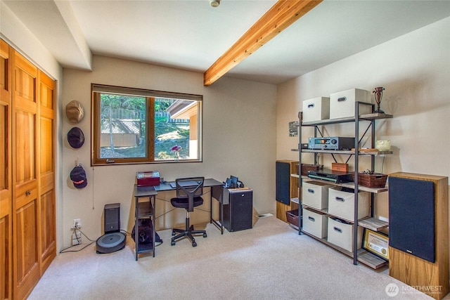 1669 Day Lake Rd, Orcas Island, WA 98245 - office with carpet flooring and beam ceiling