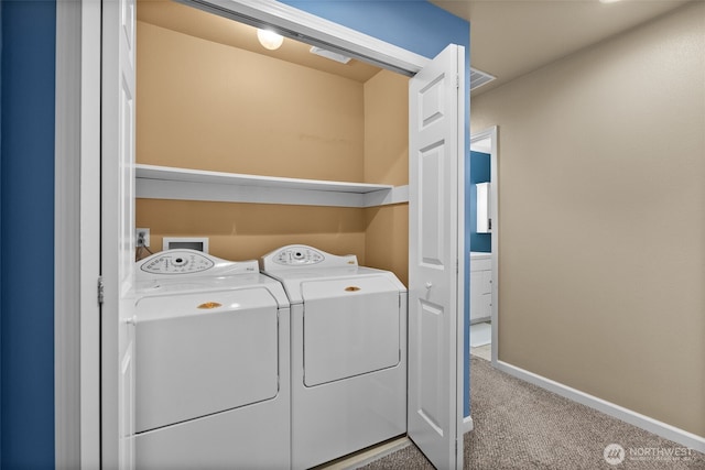 490 E Mountain View Dr, Allyn, WA 98524 - laundry area with separate washer and dryer and carpet