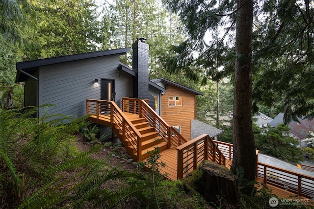 13 Westbrook Ct, Bellingham, WA 98229 - back of house with a chimney and a deck