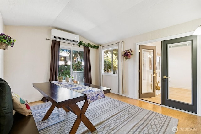 13216 NE 138th Pl, Kirkland, WA 98034 - office featuring an AC wall unit, vaulted ceiling, and french doors